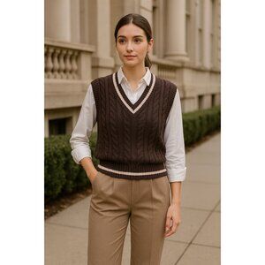 Aritzia Sunday Best Winston 3D look Sweater Vest Preppy Academia Merino Wool